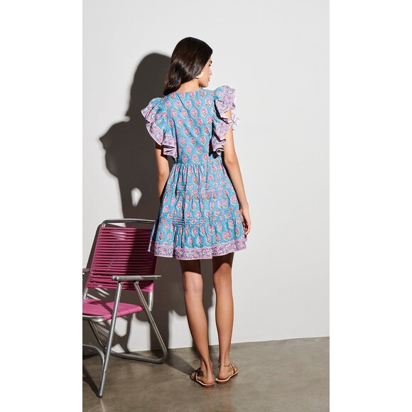 SAYLOR Anthropologie Malin Mini Dress Dahlia Floral Block Print Cotton S 282096 - Picture 3 of 11